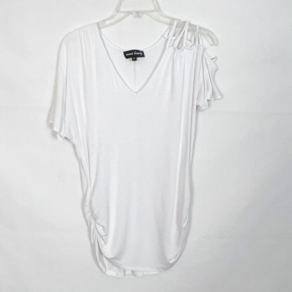 Inner Beauty White Ruched Sides Top Size M